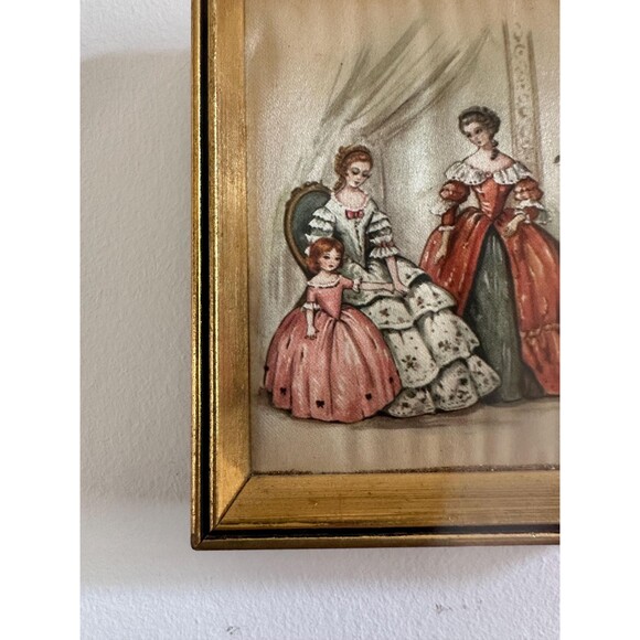 Vintage French Mini Gilded Print on Silk – Antique French Artwork from the Loire - Picture 2 of 3